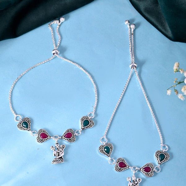 VOJ Set of 2 Silver Plated Dancing Couple Anklet - Distacart