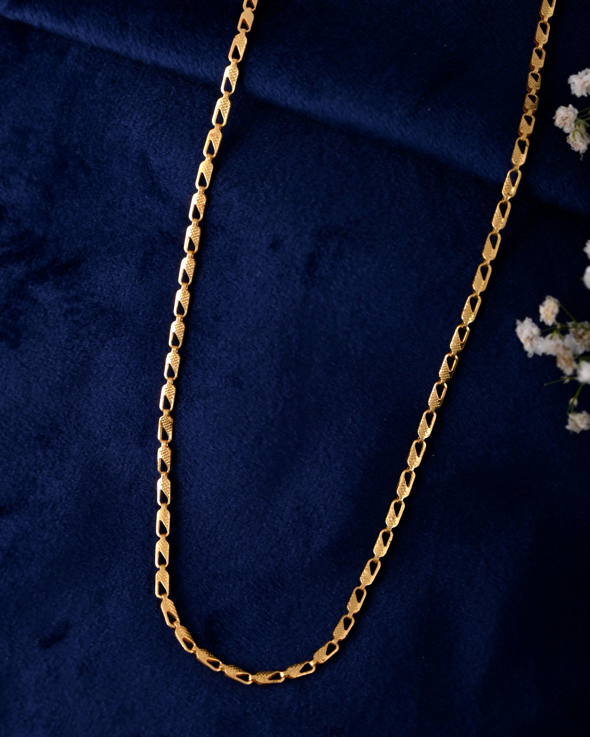 VOJ Gold-Polished Designer Biscuit Shaped Chain For Women - Distacart