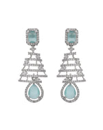 Thumbnail for VOJ Silver Plated Mint Green Ad Stone Studded Dome Shaped Earrings - Distacart