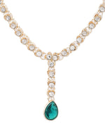Thumbnail for VOJ Silver Plated Green Stone Studded Necklace And Earrings Set - Distacart