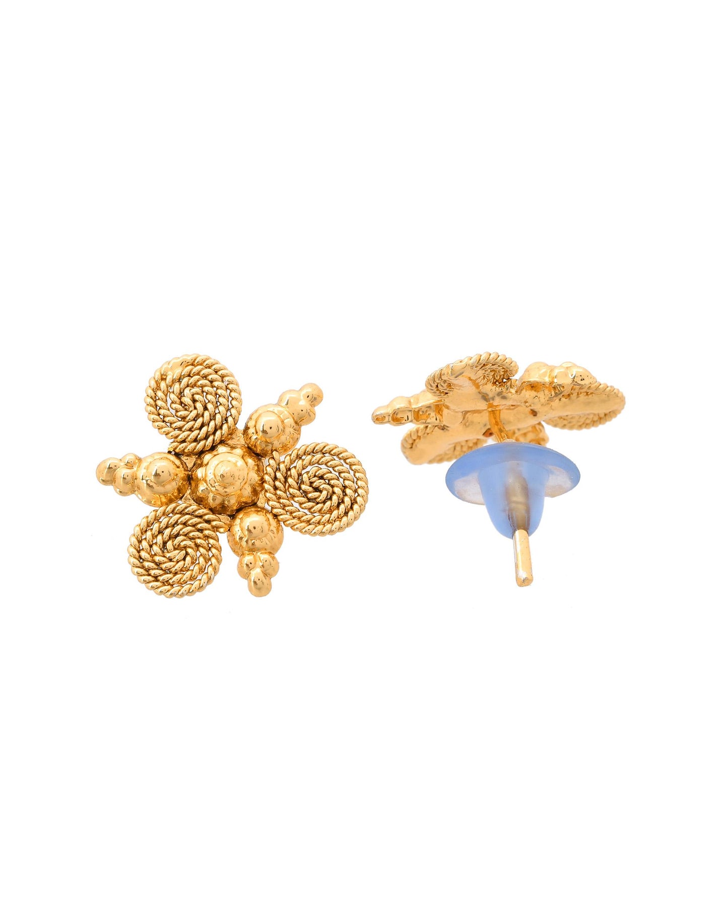 VOJ Gold-Polished Round Designed Necklace With Earrings Set - Distacart