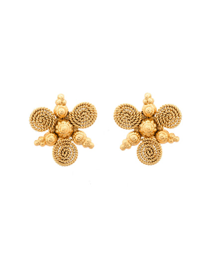 VOJ Gold-Polished Round Designed Necklace With Earrings Set - Distacart