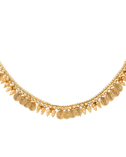 VOJ Gold-Polished Round Designed Necklace With Earrings Set - Distacart