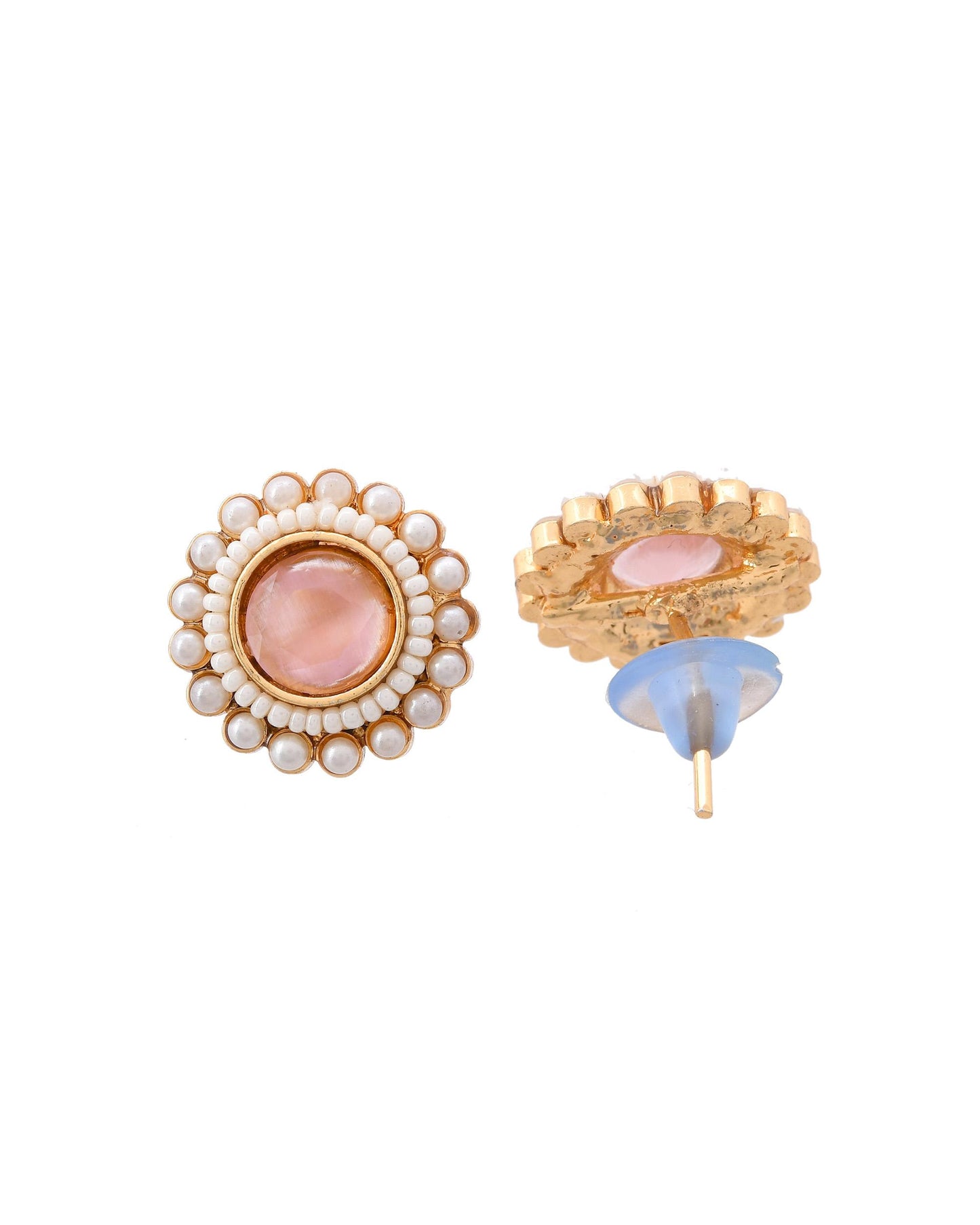 VOJ Gold-Polished Pink Stone Studded Chain Set - Distacart