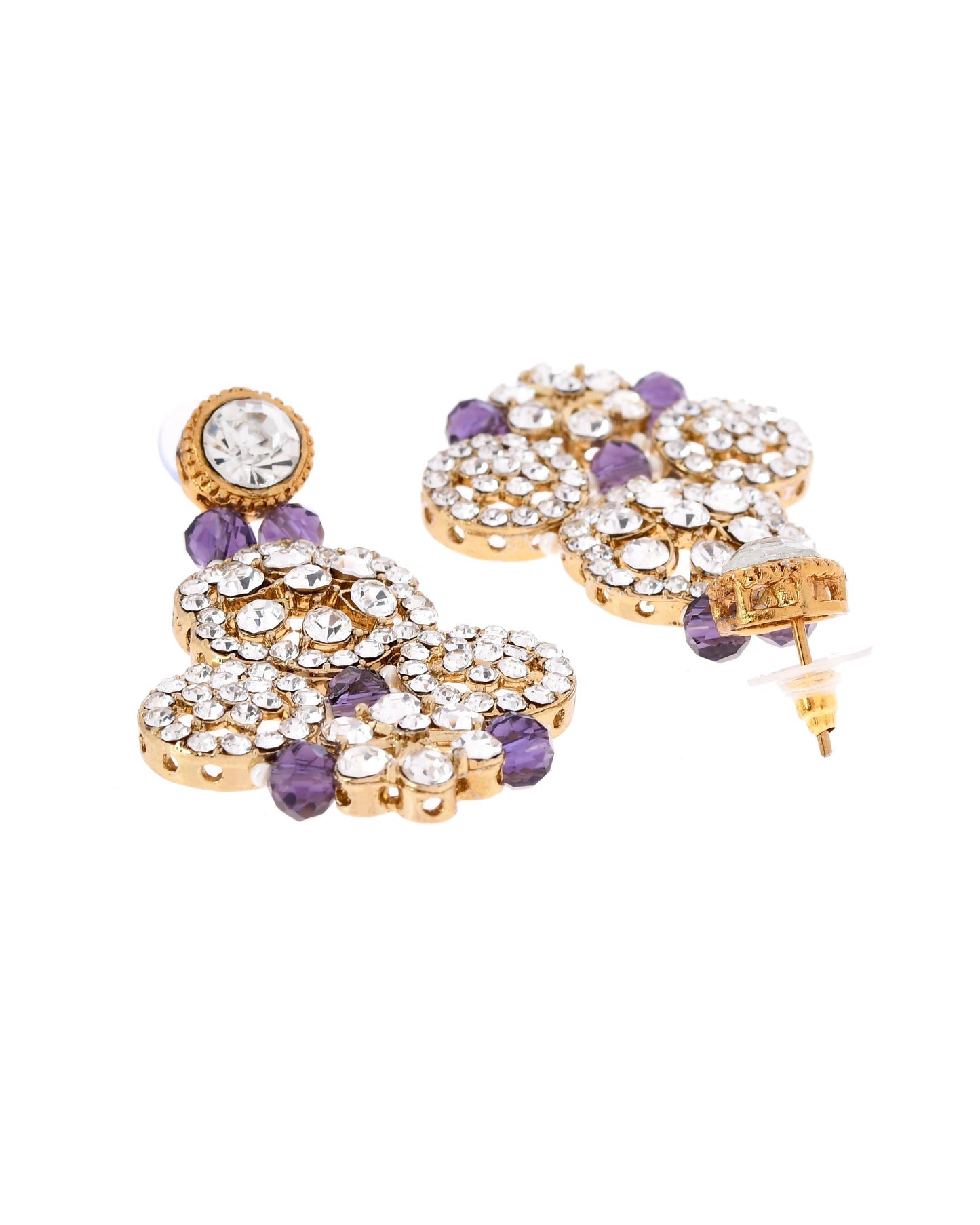 VOJ Purple Beaded With Stone Studded Long Jewellery Set - Distacart