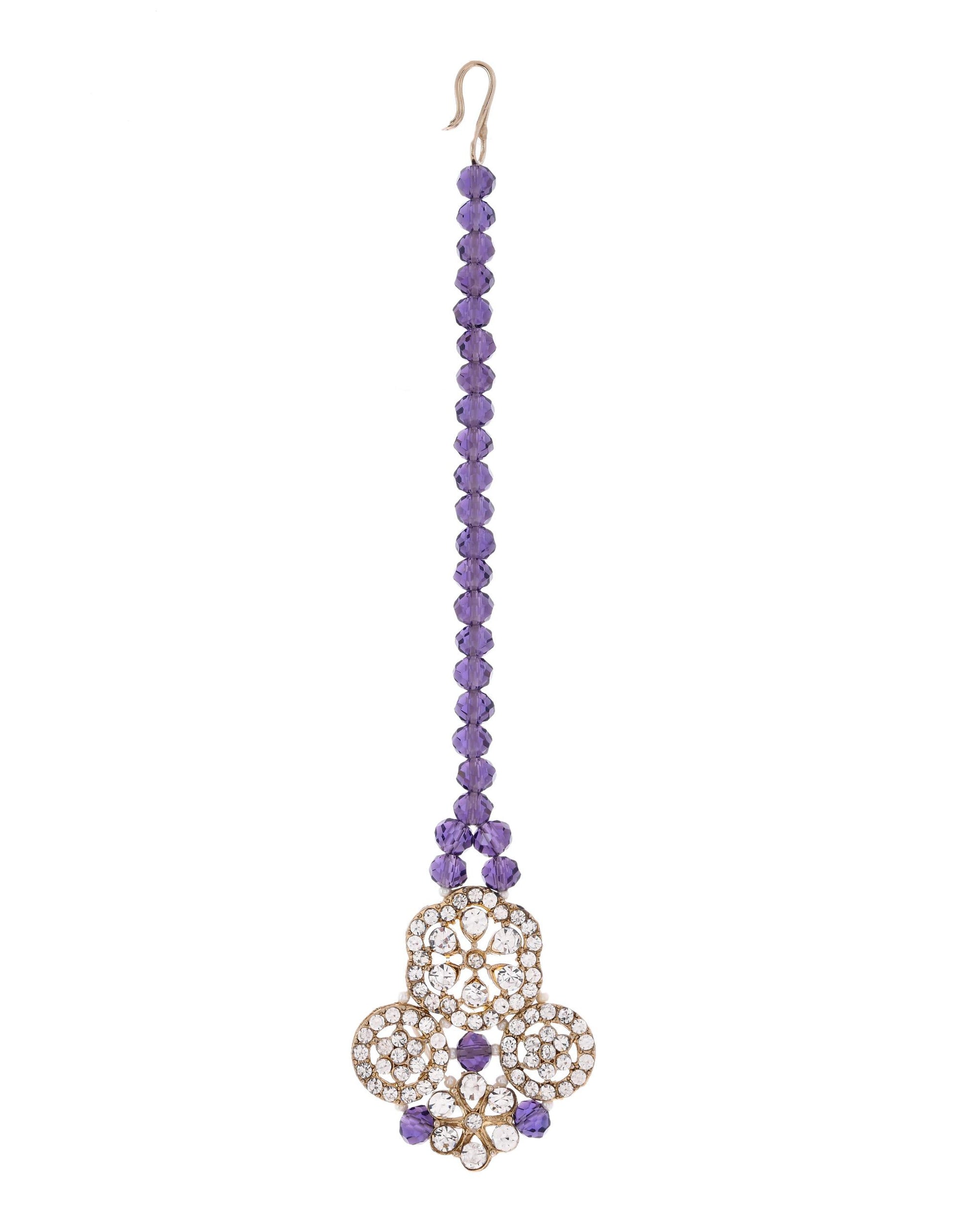 VOJ Purple Beaded With Stone Studded Long Jewellery Set - Distacart
