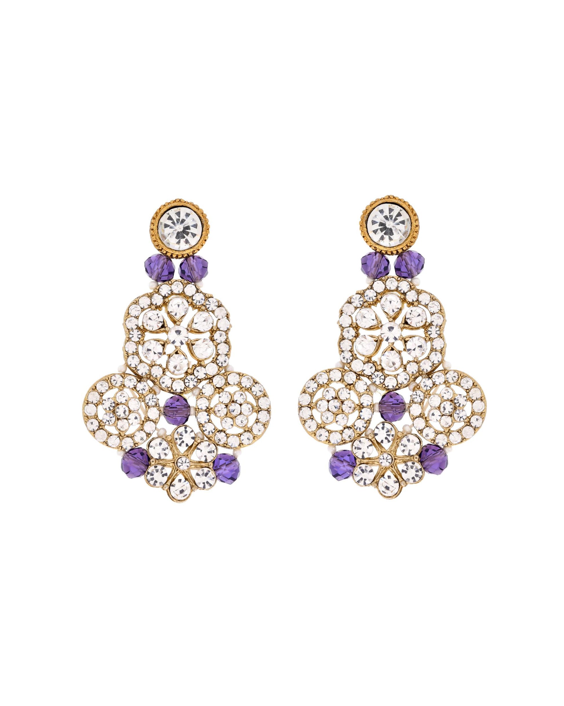 VOJ Purple Beaded With Stone Studded Long Jewellery Set - Distacart