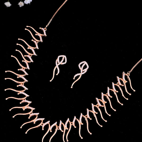 VOJ Ad Stone Studded Designer Gold-Polished Jewellery Set - Distacart