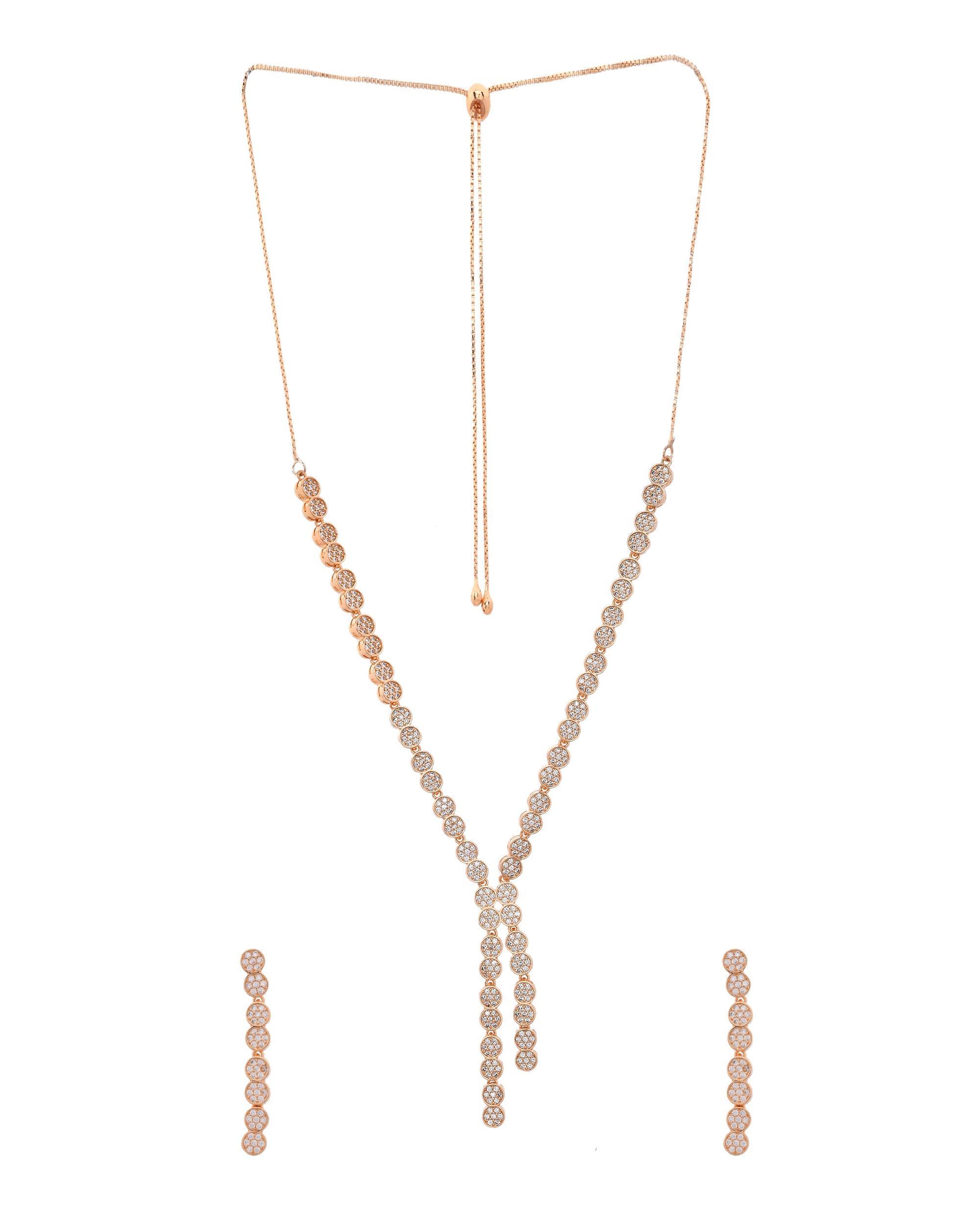 VOJ Gold-Polished Ad Stone Studded Circular Jewellery Set - Distacart