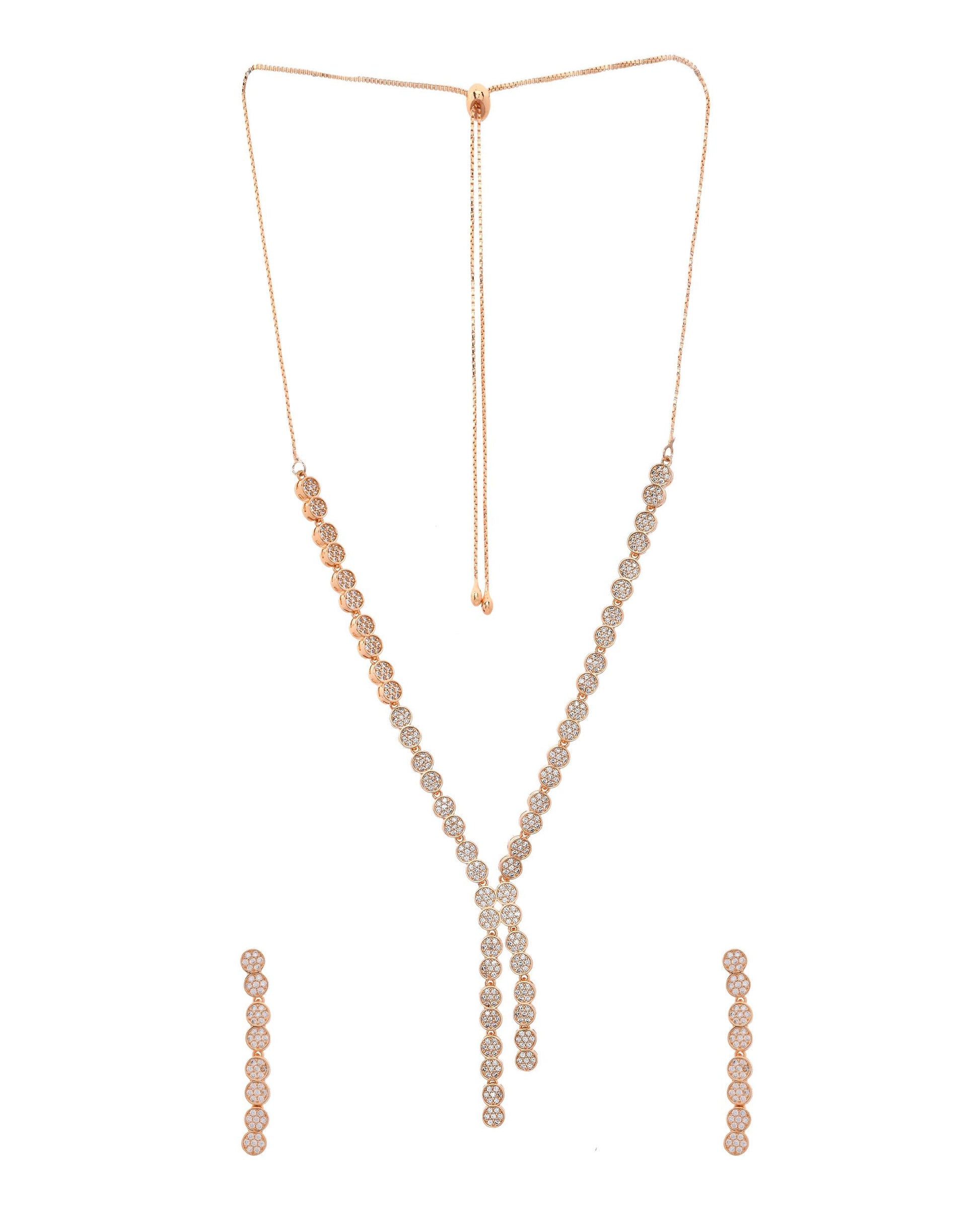 VOJ Gold-Polished Ad Stone Studded Circular Jewellery Set - Distacart