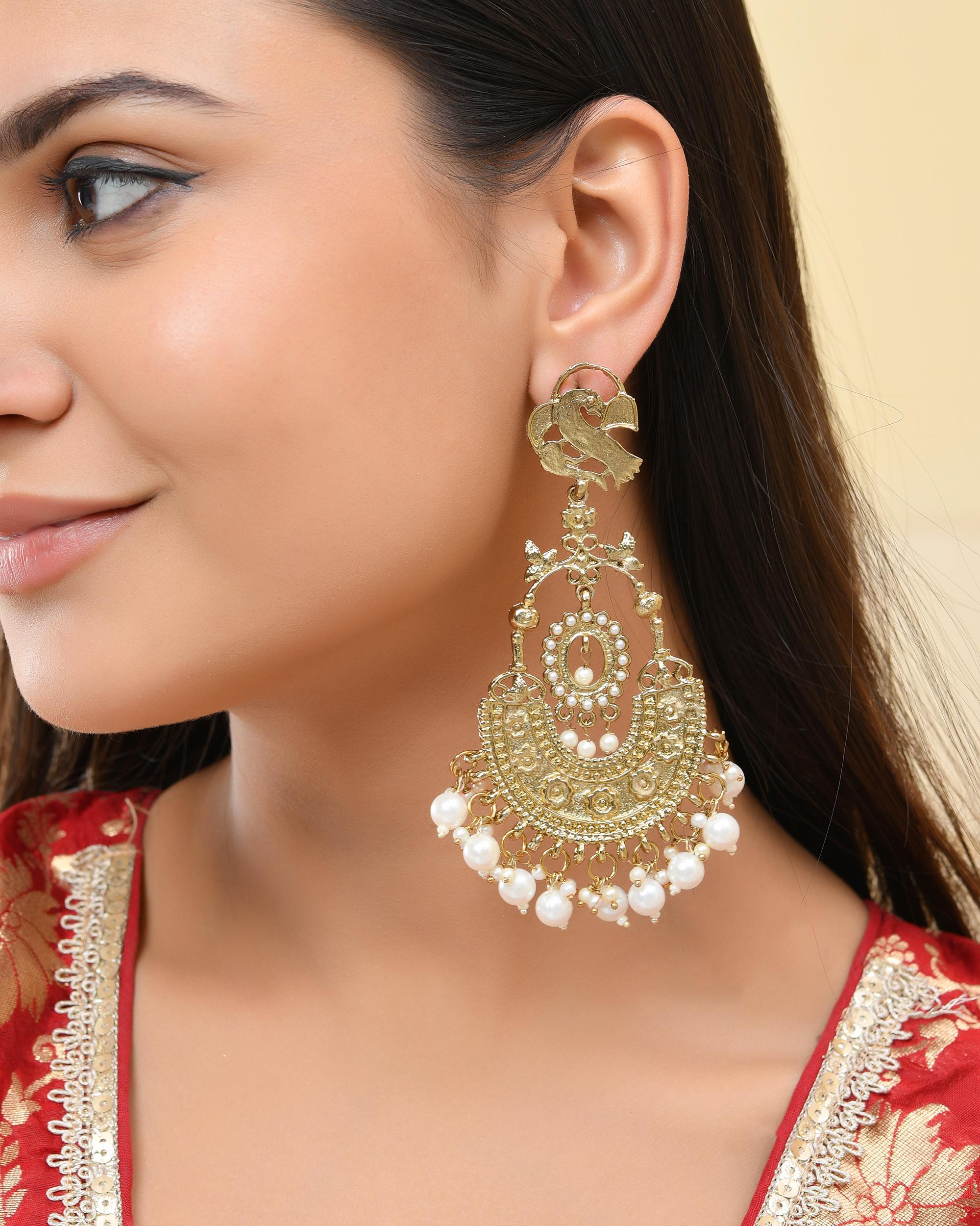 VOJ Copper Plated Designer Long Drop Earrings - Distacart