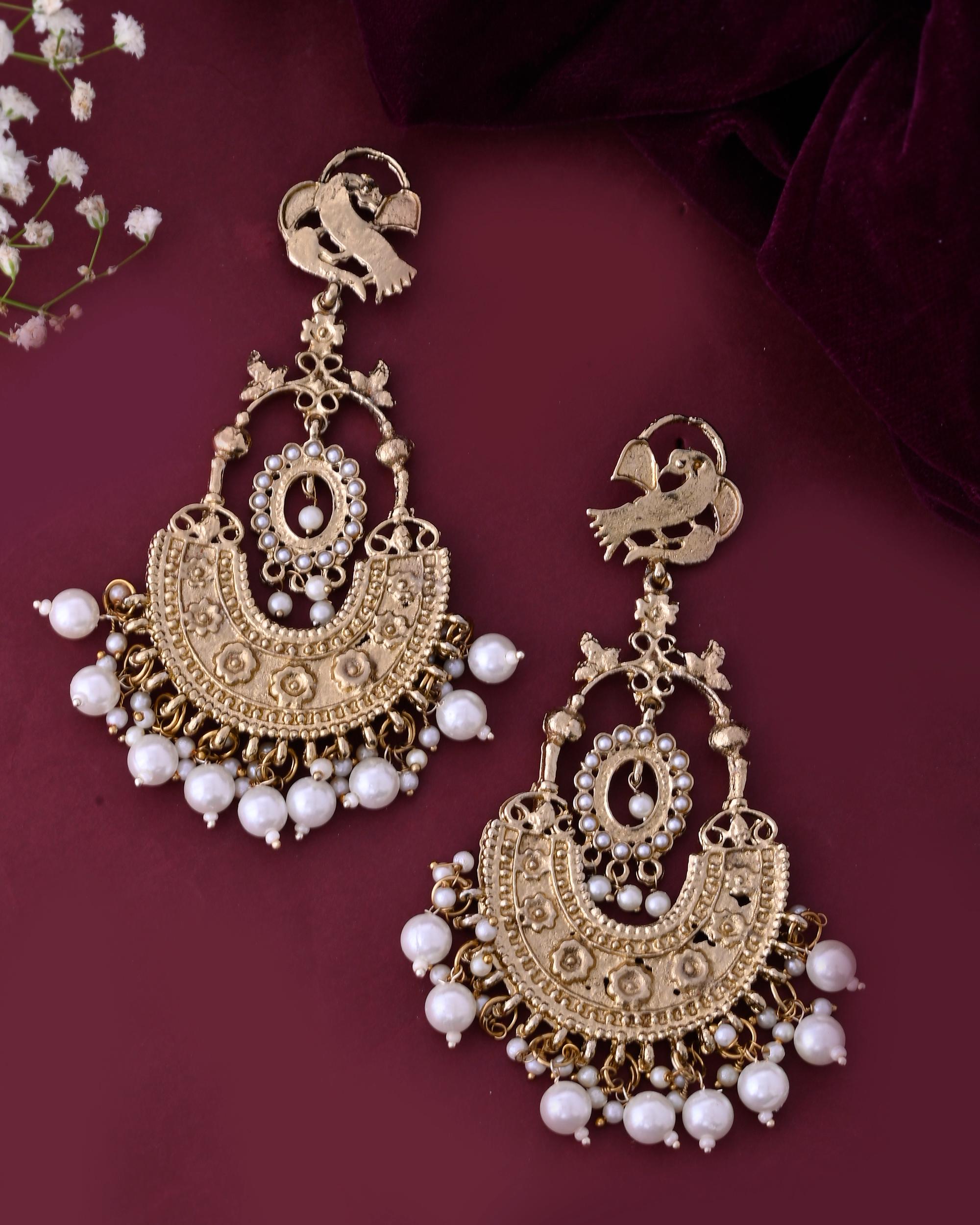 VOJ Copper Plated Designer Long Drop Earrings - Distacart