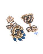 Thumbnail for VOJ Blue Stone Studded Gold-Polished Jhumkas - Distacart