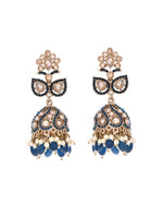 Thumbnail for VOJ Blue Stone Studded Gold-Polished Jhumkas - Distacart
