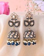 Thumbnail for VOJ Blue Stone Studded Gold-Polished Jhumkas - Distacart