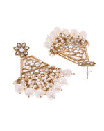 Thumbnail for VOJ Gold-Polished Kundan Studded Contemporary Earrings - Distacart