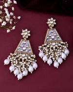Thumbnail for VOJ Gold-Polished Kundan Studded Contemporary Earrings - Distacart