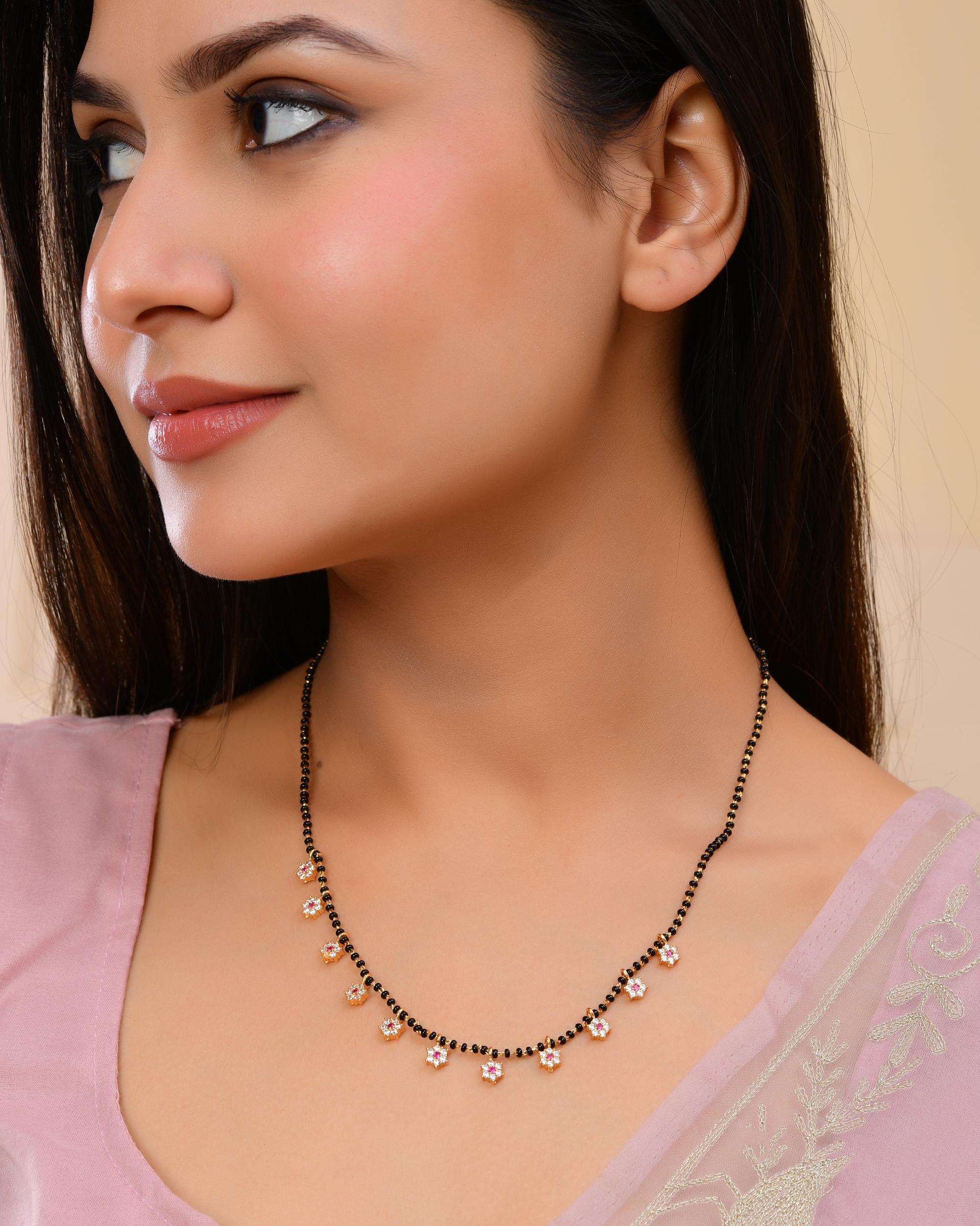 VOJ Gold-Polished Ad Stone Studded Mangalsutra - Distacart