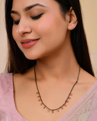 Thumbnail for VOJ Gold-Polished Ad Studded Drop Shaped Mangalsutra