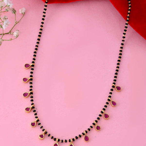 VOJ Gold-Polished Ad Studded Drop Shaped Mangalsutra - Distacart