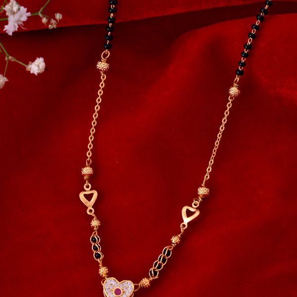 VOJ Gold-Polished Ad Studded Heart Shaped Mangalsutra - Distacart