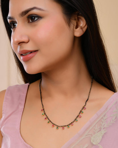VOJ Gold-Polished Ad Studded Drop Shaped Mangalsutra - Distacart