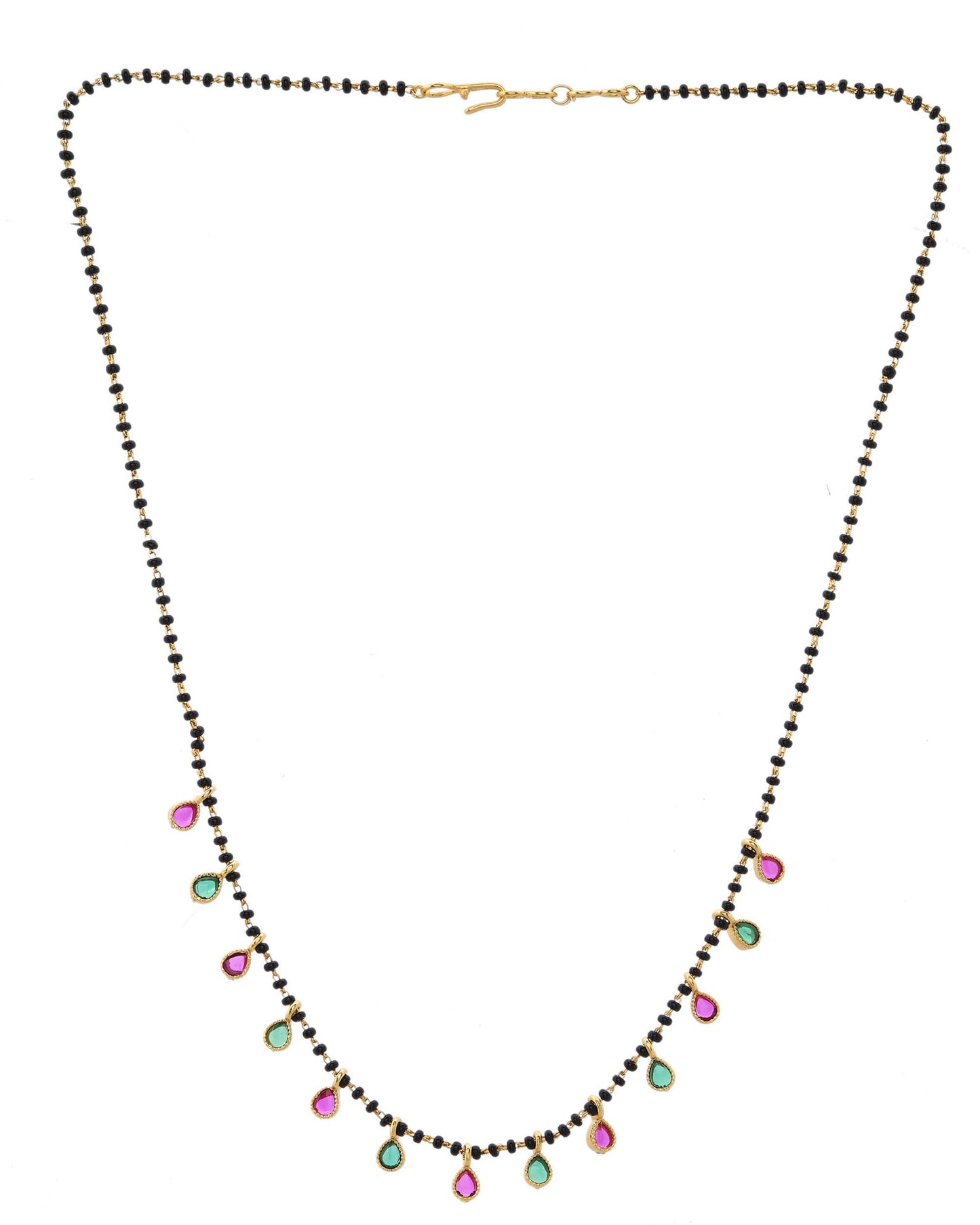 VOJ Gold-Polished Ad Studded Drop Shaped Mangalsutra - Distacart