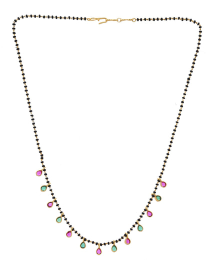 VOJ Gold-Polished Ad Studded Drop Shaped Mangalsutra - Distacart