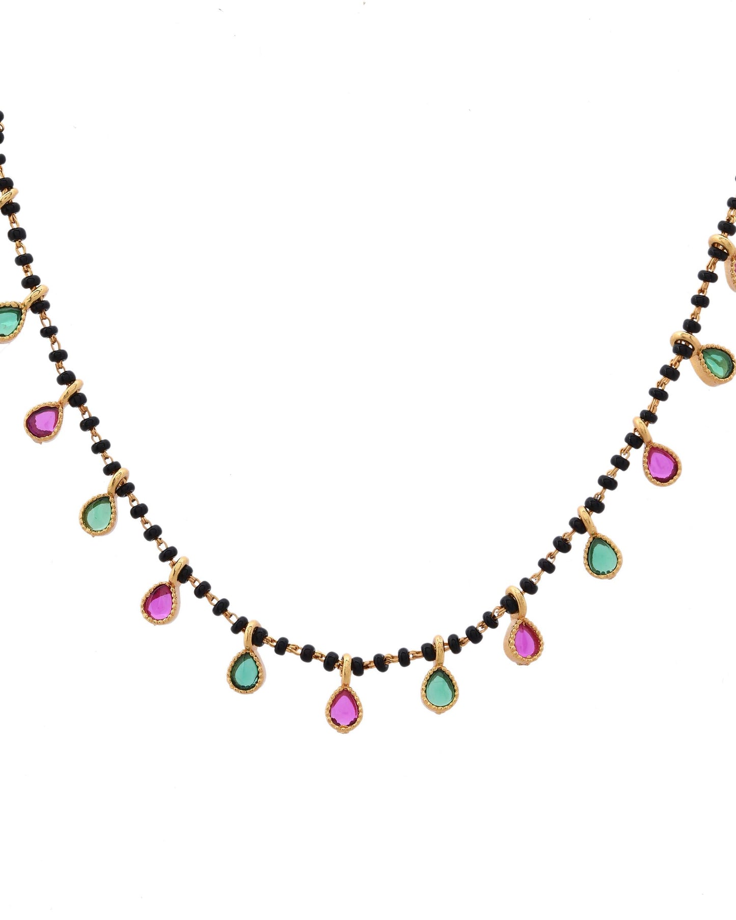 VOJ Gold-Polished Ad Studded Drop Shaped Mangalsutra - Distacart