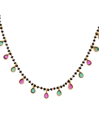VOJ Gold-Polished Ad Studded Drop Shaped Mangalsutra - Distacart