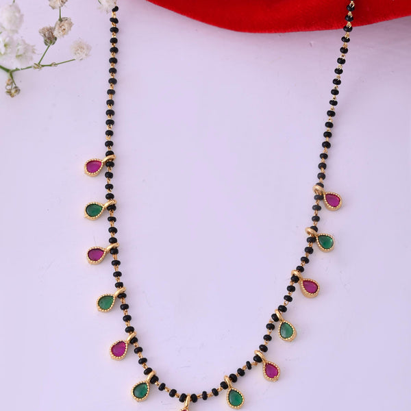 VOJ Gold-Polished Ad Studded Drop Shaped Mangalsutra - Distacart