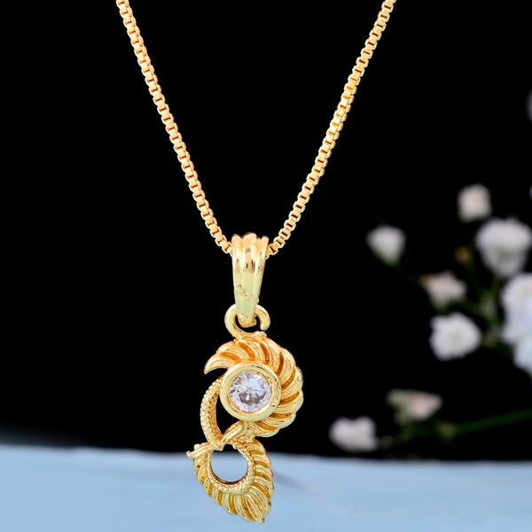 VOJ Gold-Polished Designer Ad Studded Pendant With Chain - Distacart