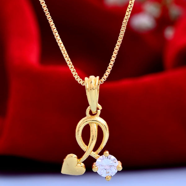 VOJ Gold-Polished Designer Ad Studded Pendant With Chain - Distacart