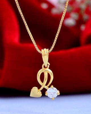 VOJ Gold-Polished Designer Ad Studded Pendant With Chain - Distacart
