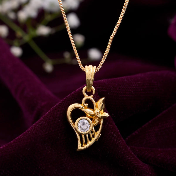 VOJ Gold-Polished Designer Ad Studded Pendant With Chain - Distacart