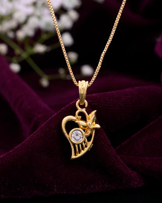 VOJ Gold-Polished Designer Ad Studded Pendant With Chain - Distacart