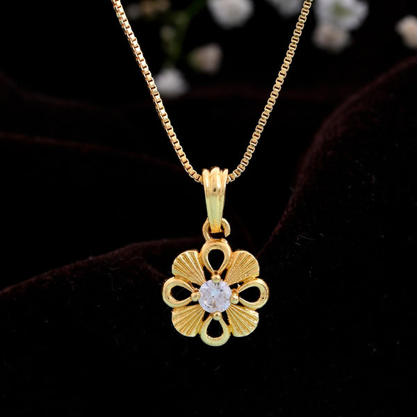 VOJ Gold-Polished Heart Shaped Ad Studded Pendant With Chain - Distacart