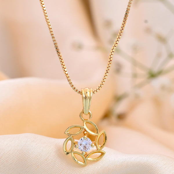 VOJ Gold-Polished Designer Ad Studded Pendant With Chain - Distacart