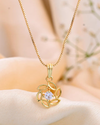 VOJ Gold-Polished Designer Ad Studded Pendant With Chain - Distacart