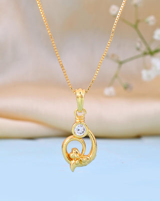 VOJ Gold-Polished Designer Ad Studded Pendant With Chain - Distacart