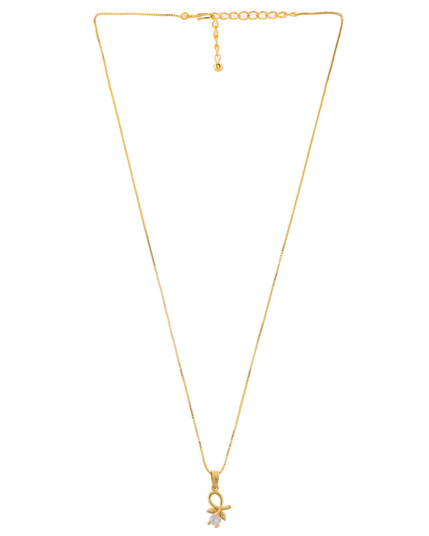 VOJ Gold-Polished Flower Shaped Ad Studded Pendant With Chain - Distacart