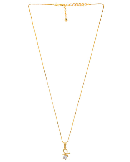 VOJ Gold-Polished Flower Shaped Ad Studded Pendant With Chain - Distacart