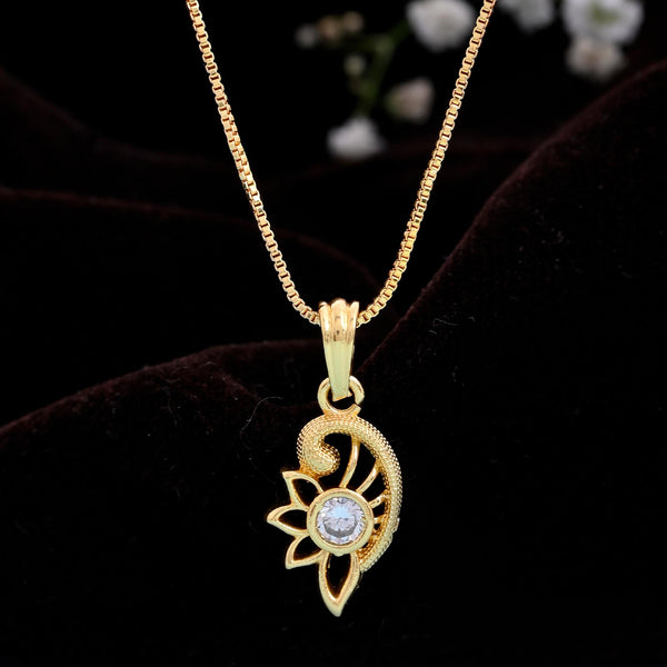 VOJ Gold-Polished Designer Ad Studded Pendant With Chain - Distacart