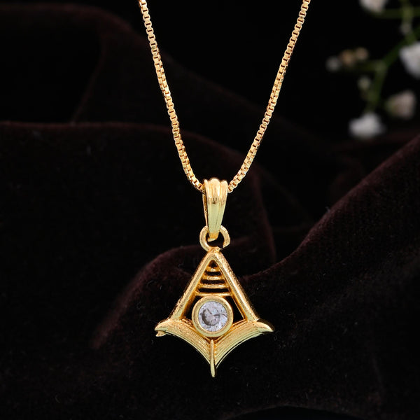 VOJ Gold-Polished Designer Ad Studded Pendant With Chain - Distacart