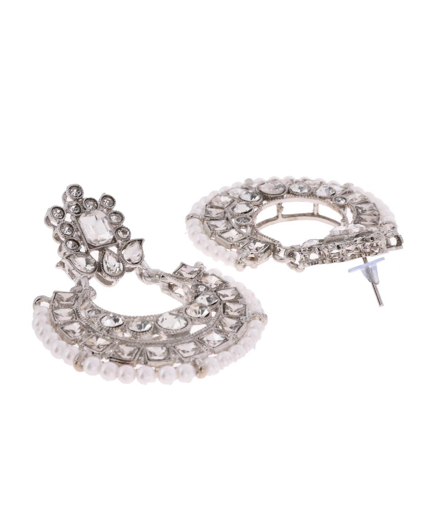 VOJ Silver Plated Stone Studded Jewellery Set With Maang Tikka - Distacart