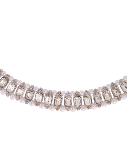 VOJ Silver Plated Stone Studded Jewellery Set With Maang Tikka - Distacart