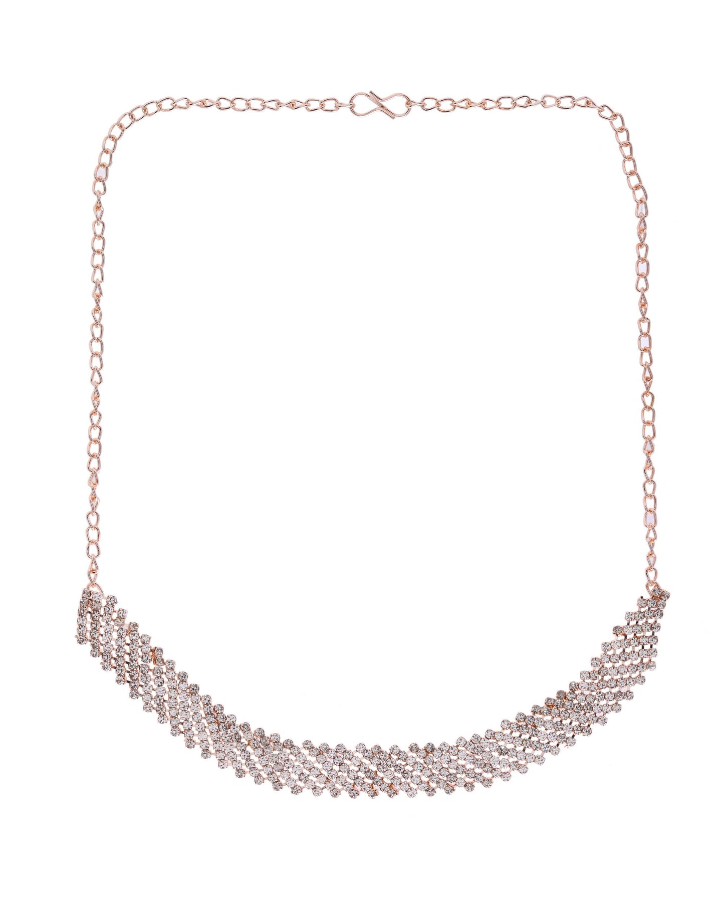VOJ Gold-Polished Stone Studded Necklace With Earrings Set - Distacart