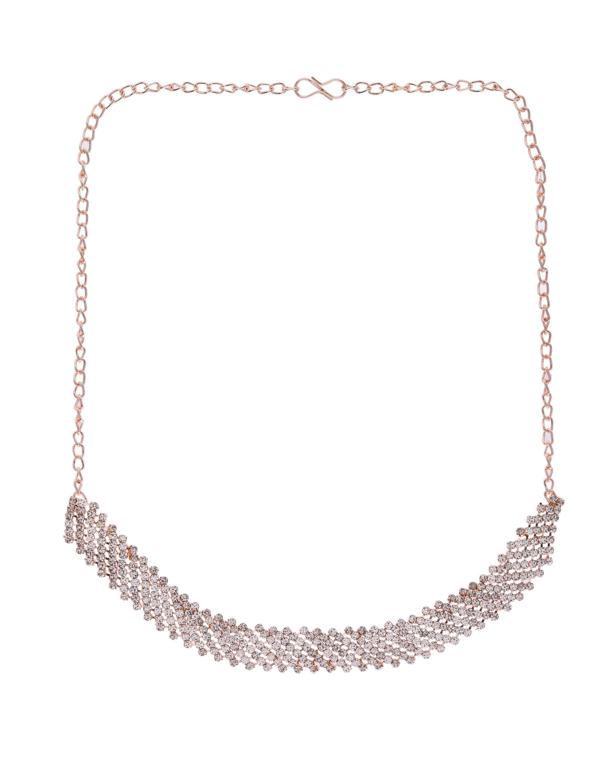 VOJ Gold-Polished Stone Studded Necklace With Earrings Set - Distacart