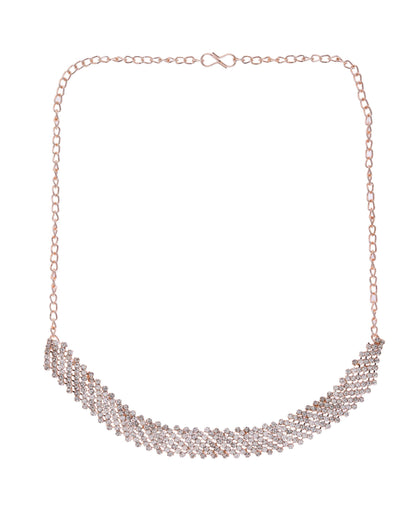 VOJ Gold-Polished Stone Studded Necklace With Earrings Set - Distacart