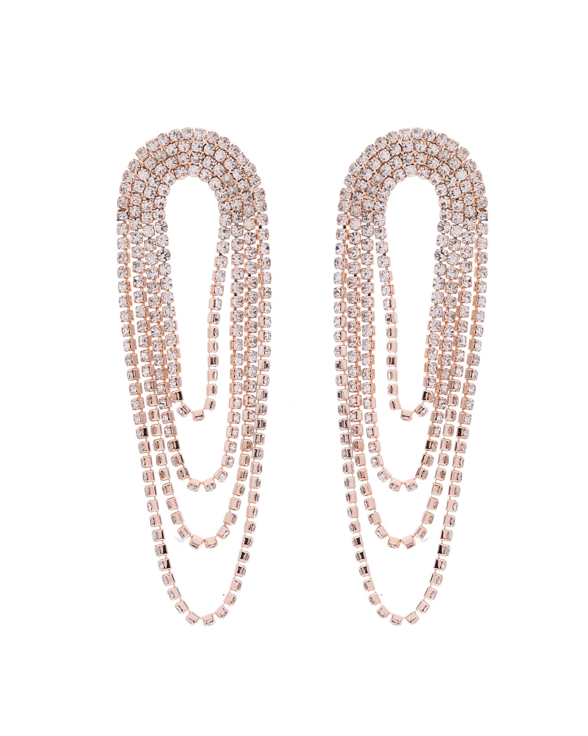 VOJ Gold-Polished Stone Studded Necklace With Earrings Set - Distacart